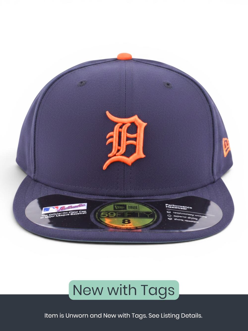 New Era Detroit Tigers Navy Fitted Cap, Size 8